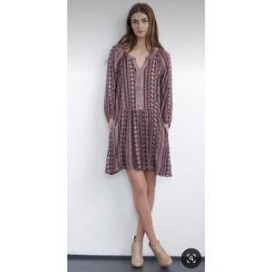 Velvet By Spencer Graham Geraldine African Print Peasant Dress Size S Fine Wine